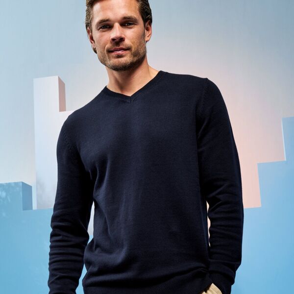 Men's cotton blend v-neck sweater Thumbnail